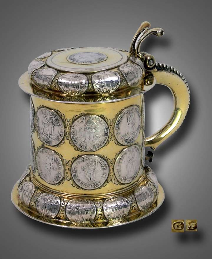 A Fine German Parcel Gilt Coin Tankard, Coins of the House Brunswick-Lüneburg